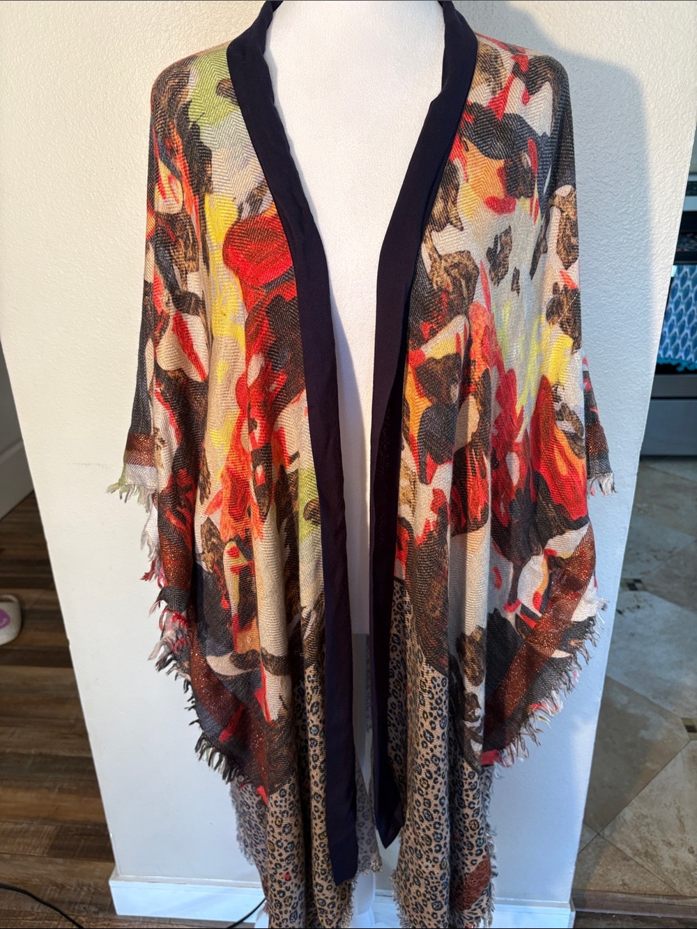Anthropologie “Vinario” mixed media Open-Front kimono